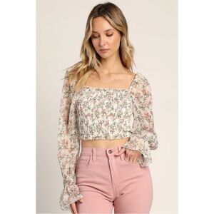 Lulu's Pink Floral Smocked Blouse